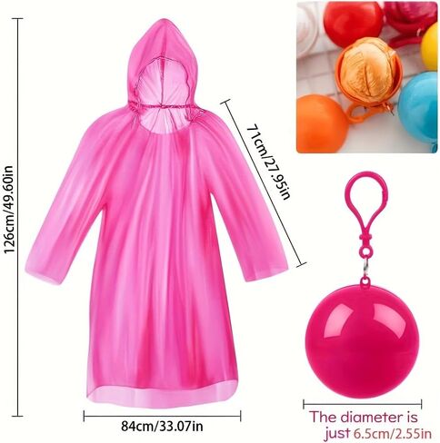 Random color Portable Disposable Rain Poncho in Ball,Compact Emergency Raincoat with Hood for Travel and Outdoor Activities Raincoats in Kuwait