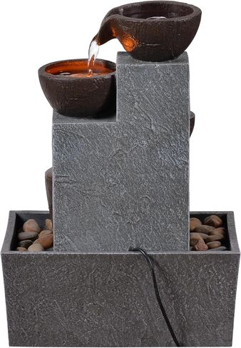 13 Inch Tabletop Water Fountain Indoor, Desktop Waterfall Fountain with LED Lights, Indoor Fountain Zen Decor for Home Office Bedroom Meditation Relaxation Desk Decor, Gift for Women and Mom in Saudi Arabia