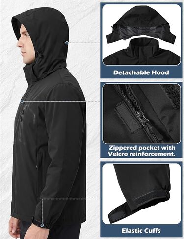 Zoofly Mens Hiking Jacket Waterproof with Hood Lightweight Windbreaker for Outdoor Travel in Saudi Arabia