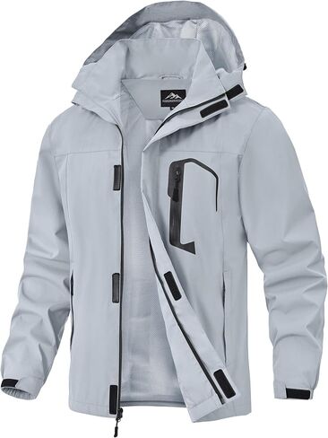 Zoofly Mens Hiking Jacket Waterproof with Hood Lightweight Windbreaker for Outdoor Travel in Saudi Arabia