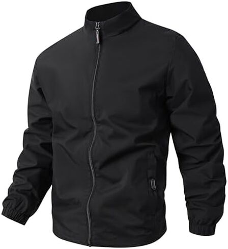 Men Stand Collar Solid Color Waterproof Baseball Jacket Coat Windproof Warm Casual Outerwear Daily Wear in Kuwait
