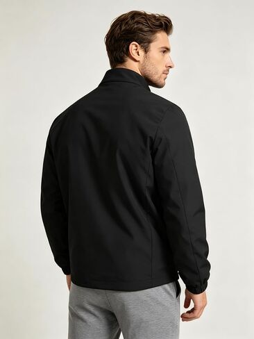 Men Stand Collar Solid Color Waterproof Baseball Jacket Coat Windproof Warm Casual Outerwear Daily Wear in Kuwait