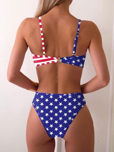Tainehs Women's Two Piece Bikini Sets O Ring Front Top Ditsy Floral Triangle Swimsuits Cheeky Bathing Suit in Saudi Arabia