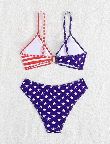 Tainehs Women's Two Piece Bikini Sets O Ring Front Top Ditsy Floral Triangle Swimsuits Cheeky Bathing Suit in Saudi Arabia