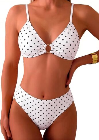 Tainehs Women's Two Piece Bikini Sets O Ring Front Top Ditsy Floral Triangle Swimsuits Cheeky Bathing Suit in Saudi Arabia