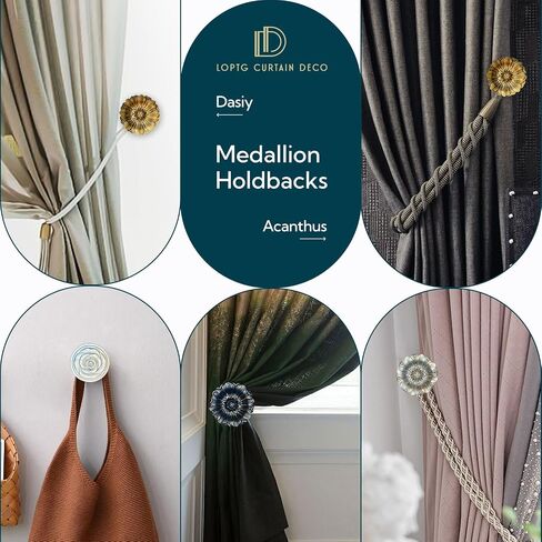 Vintage-Curtain-Holdbacks丨Set of 2 Curtain Tiebacks Wall Mounted with Screws丨Classic Decorative Curtain Holders for Drapes Window Treatment Holdbacks (Gold A-fbm, 3″ Diameter) in Saudi Arabia