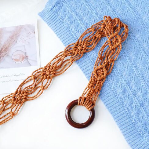 Boho Woven Belt for Women Braided Rope Waist Tassels Belt with O-Ring Hippie Knotted Waistband for Dresses Pants in Saudi Arabia
