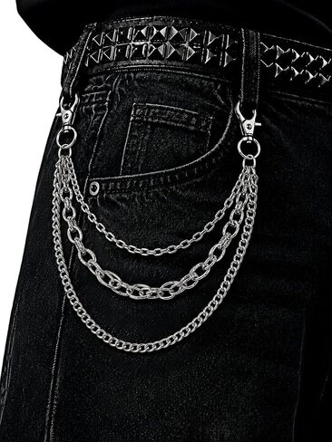 Punk Pants Chain, Wallet Chain, Goth Hip Hop Jean Chain Keychain for Jeans Pants, Y2K Belt Chain Accessories Chain in Saudi Arabia
