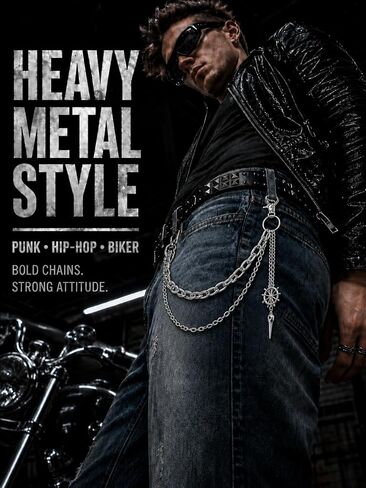 Punk Pants Chain, Wallet Chain, Goth Hip Hop Jean Chain Keychain for Jeans Pants, Y2K Belt Chain Accessories Chain in Saudi Arabia
