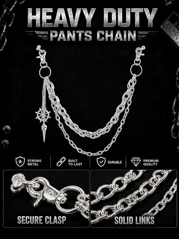 Punk Pants Chain, Wallet Chain, Goth Hip Hop Jean Chain Keychain for Jeans Pants, Y2K Belt Chain Accessories Chain in Saudi Arabia