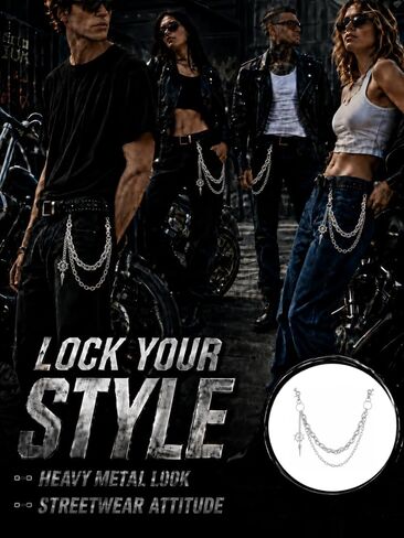 Punk Pants Chain, Wallet Chain, Goth Hip Hop Jean Chain Keychain for Jeans Pants, Y2K Belt Chain Accessories Chain in Saudi Arabia