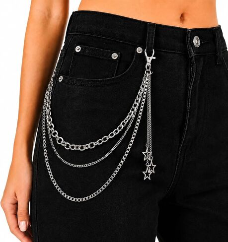 Punk Pants Chain, Wallet Chain, Goth Hip Hop Jean Chain Keychain for Jeans Pants, Y2K Belt Chain Accessories Chain in Saudi Arabia