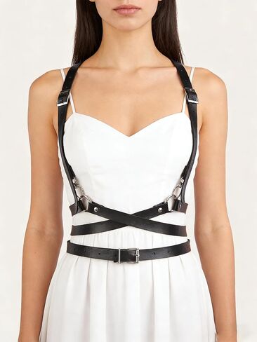 Women's Punk Harness Waist Belt, Gothic Adjustable Chest PU Leather Belt for Edgy Streetwear, Music Festival & Cosplay in Saudi Arabia