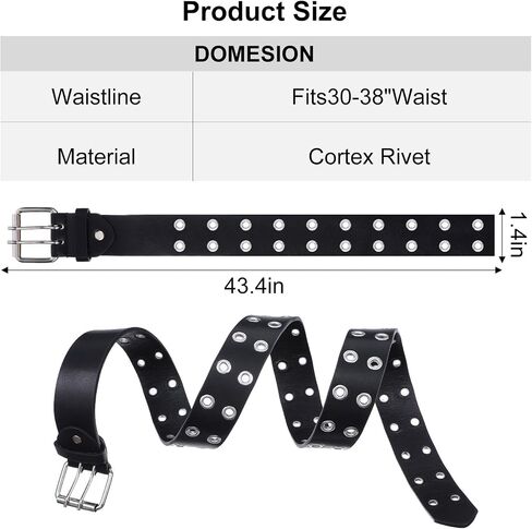 4 Pcs Studded Y2K Belt Set Grunge Clothes Accessories with Double Grommet, Star, Rivet Punk Styles, Faux Leather Gothic Goth Black for Men and Women in Saudi Arabia