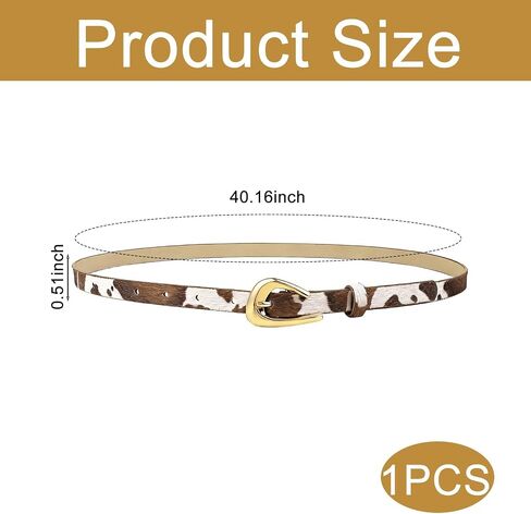 Cow Print Belt for Women - Western Style Faux Leather Waist Belt with Metal Buckle, Trendy Cow Print Belts for Women for Jeans, Dresses and Daily Wear in Saudi Arabia