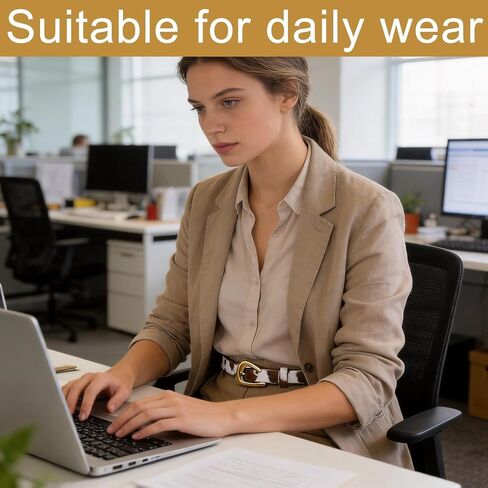 Cow Print Belt for Women - Western Style Faux Leather Waist Belt with Metal Buckle, Trendy Cow Print Belts for Women for Jeans, Dresses and Daily Wear in Saudi Arabia