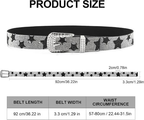 Y2K Rhinestone Star Belt for Men Women -Studded Belts Glitter Vintage Punk Waist Belts Street Accessories in Saudi Arabia