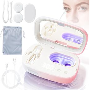 Portable Contact Lens Cleaner Machine, Ultrasonic Contact Lens Cleaner with Type-C Charge, Intelligent Automatic Cleaning Case, Suitable for Disposal Soft Lenses Hard/Colored Lenses (Pink, 1) in Saudi Arabia