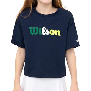 WILSON Girls Boxy Fit T Shirt Short Sleeve Logo Tee Athletic Casual Sportswear Everyday Comfort Top in Kuwait
