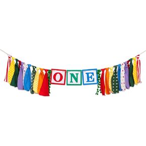 Gostman Building Blocks Theme One High Chair Banner - Bricks One Highchair Banner for 1st Birthday Party Decoration, Colorful Decorations for First Birthday (bricks one banner) in Saudi Arabia