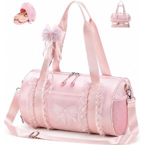 CAMTOP Girls Dance Duffle Bag with Shoe Compartment, Ballet Gymnastics Bag for Girls 4-6, Toddler Travel Overnight Sports Bag with Strap, Cute Ballerina Gift (Pink) in Saudi Arabia