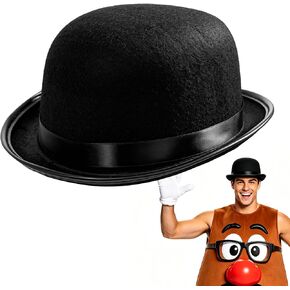 Black Derby Hat,Classic Bowler Hats Vintage Steampunk Victorian Dress Up Fedoras for Men Women,Halloween Cosplay,Carnival Costume,Themed Party,Stage Play Suitable for Small Dad Head Circumference in Kuwait