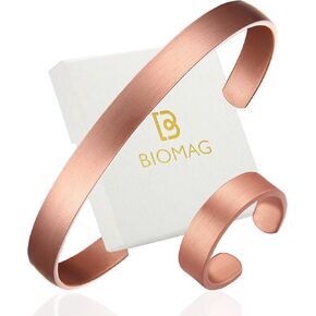 BioMag Pure Copper Bracelet & Ring for Women Men, 99.99% Solid Handmade Copper Cuff Bangle, Adjustable Jewelry Gift with Gift Box in Saudi Arabia