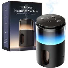 Waterless Essential Oil Diffuser: 𝟗 𝐂𝐨𝐥𝐨𝐫𝐬 𝐋𝐄𝐃 Scent Diffuser for Home&Car&Office - Portable Diffuser with 48H Battery, 4 Timers & 3 Mist Levels, Charcoal Black in Saudi Arabia