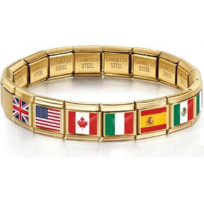 سوار كرة القدم 2026 سوار إيطالي مخصص مع أعلام بلدان متعددة وأعلام وطنية، مجوهرات مخصصة لمحبي الرياضة مع أعلام وصور وسحر رياضي للرجال والنساء هدية in Kuwait