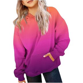 Cute Hoodies for Teen Girls Trendy Oversized Hooded Sweatshirts Tween Girl Gradient Preppy Clothes Size 2-14 Years in Kuwait