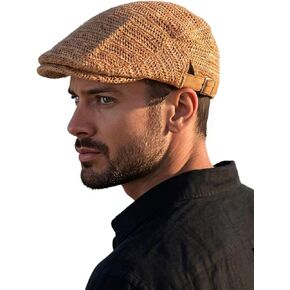 Men Straw Beret Newsboy Hat, Summer Straw Beret Hats for Women, Mesh Adjustable Flat Gatsby Hat Cabbie Ivy Driving Cap in Saudi Arabia