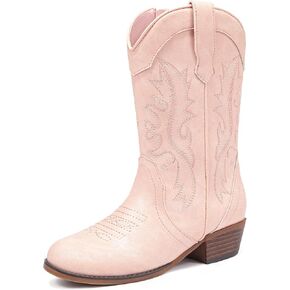 Motasha Girls Cowboy Boots Classic Western Kids Cowboy Boot Toddler Cowgirl Boots Mid Calf Zipper Embroidery Little Big Girls Boot Riding Country Concert Party Wedding in Kuwait