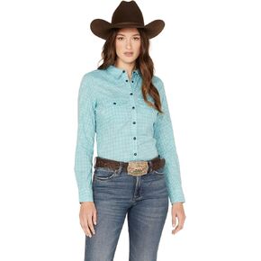RANK 45 Women's Print Long Sleeve Vented Western Performance Shirt - Rwfa22w71-Turq in Saudi Arabia