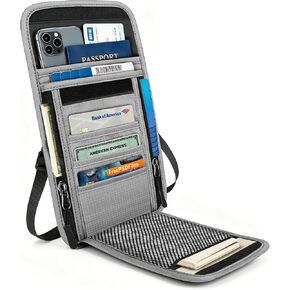 محفظة الرقبة مع حجب RFID - حقيبة حامل جواز السفر المخفية | مخفي تحت الملابس، أمان مضاد للسرقة | قابل للتعديل وخفيف الوزن للعطلات والمطارات in Kuwait