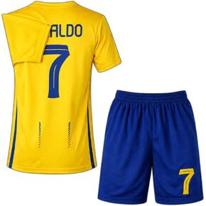 Kids Soccer Jersey Set #7 Youth Soccer Uniform Shirt & Shorts for Boys & Girls Breathable Training Outfit Birthday Gift in Kuwait