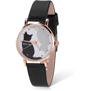 TEHAUX Cat Watch, Kids Watch with Soft Leather Strap, Cute Quartz Wristwatch Analog for Girls Boys Students, Easy to Read Kitten Timepiece Gift for Daughter School in Kuwait