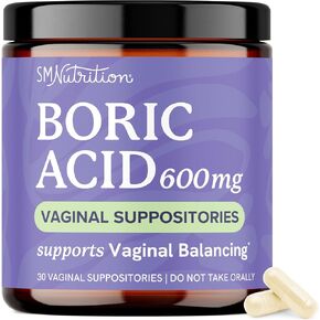 Boric Acid Suppositories for Women 600mg | pH Balance, Vaginal Odor & Itching | Feminine Hygiene & Intimate Health Support | Boric Acid for Women Vaginal Suppositories | Unscented, Vegan | 30 Ct in Kuwait