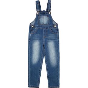 Girls Boys Denim Overalls,Kids Toddler Stretchy Dungarees Pants 4-8 years in Saudi Arabia