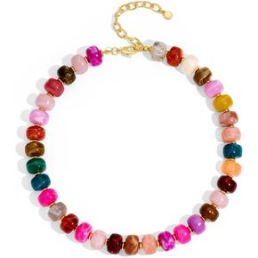 WOWORAMA Colorful Chunky Necklaces for Women Trendy Multicolor Large Square Resin Beads Necklace Boho Chunky Statement Choker Necklaces Y2K Summer Jewelry in Kuwait