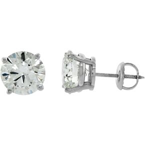 14k White Gold 2 to 4 carats Diamond Solitaire Stud Earrings 6-8mm Lab Grown High Grade VVS1-2 Stone 4 Prong Basket Set Screw Backs IGI Certified in Saudi Arabia
