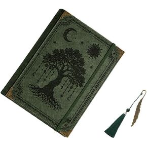 Vintage Tree of Life Index Binder - 12'x10' Large 3-Prong, Retro Embossed Cover + Brass Corners, Perfect for Storing Documents, Grimoires, and Gratitude Journals (Brown) in Saudi Arabia