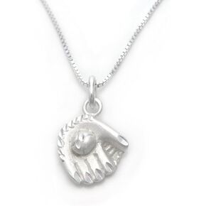 Sterling Silver Baseball Softball Glove and Ball Charm Necklace in Saudi Arabia