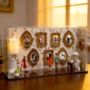 DIY Mini Museum of Us Silhouette Shadow Box Frame Kit with 9 Mini Gold Frames & 5 Figurines, Create Personalized Memory Display for Anniversary, Wedding, Birthday Gift（Upgraded Version） in Saudi Arabia
