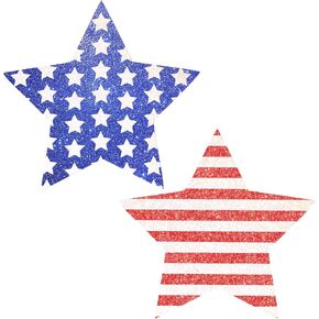 Sasswear Patriotic Pasties Star Nipple Covers for Festivals, Raves, Parties, Waterproof and Sweatproof, Made in USA in Saudi Arabia