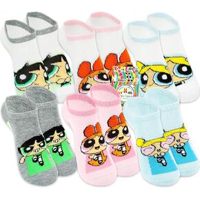 Powerpuff Girls Socks Set - Bundle with 6 Pairs of Socks Plus Stickers | Powerpuff Girls Socks for Kids in Saudi Arabia