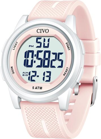 CIVO Digital Watches for Women Men: Sports Waterproof Ultra-Thin Big Face Watch Suitable for Larger Wrists - Soft Silicone Wristwatch with Stopwatch Alarm for Outdoor Enthusiast - Running & Hiking in Kuwait