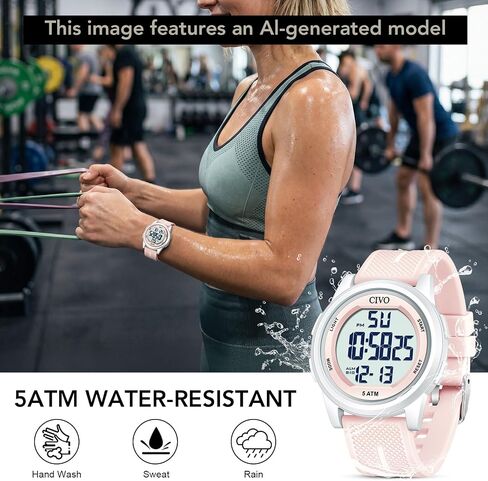 CIVO Digital Watches for Women Men: Sports Waterproof Ultra-Thin Big Face Watch Suitable for Larger Wrists - Soft Silicone Wristwatch with Stopwatch Alarm for Outdoor Enthusiast - Running & Hiking in Kuwait