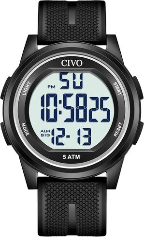 CIVO Digital Watches for Women Men: Sports Waterproof Ultra-Thin Big Face Watch Suitable for Larger Wrists - Soft Silicone Wristwatch with Stopwatch Alarm for Outdoor Enthusiast - Running & Hiking in Kuwait