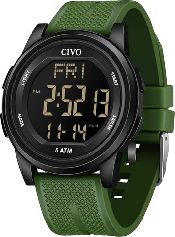 CIVO Digital Watches for Women Men: Sports Waterproof Ultra-Thin Big Face Watch Suitable for Larger Wrists - Soft Silicone Wristwatch with Stopwatch Alarm for Outdoor Enthusiast - Running & Hiking in Kuwait