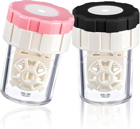 2 PCS Clear Care Contact Case, Plastic Manually Contact Lens Cleaner Case, Portable Rotation Contacts Cleaner Cases, Suitable for Home, School, Travel or Outdoor Activities in Saudi Arabia
